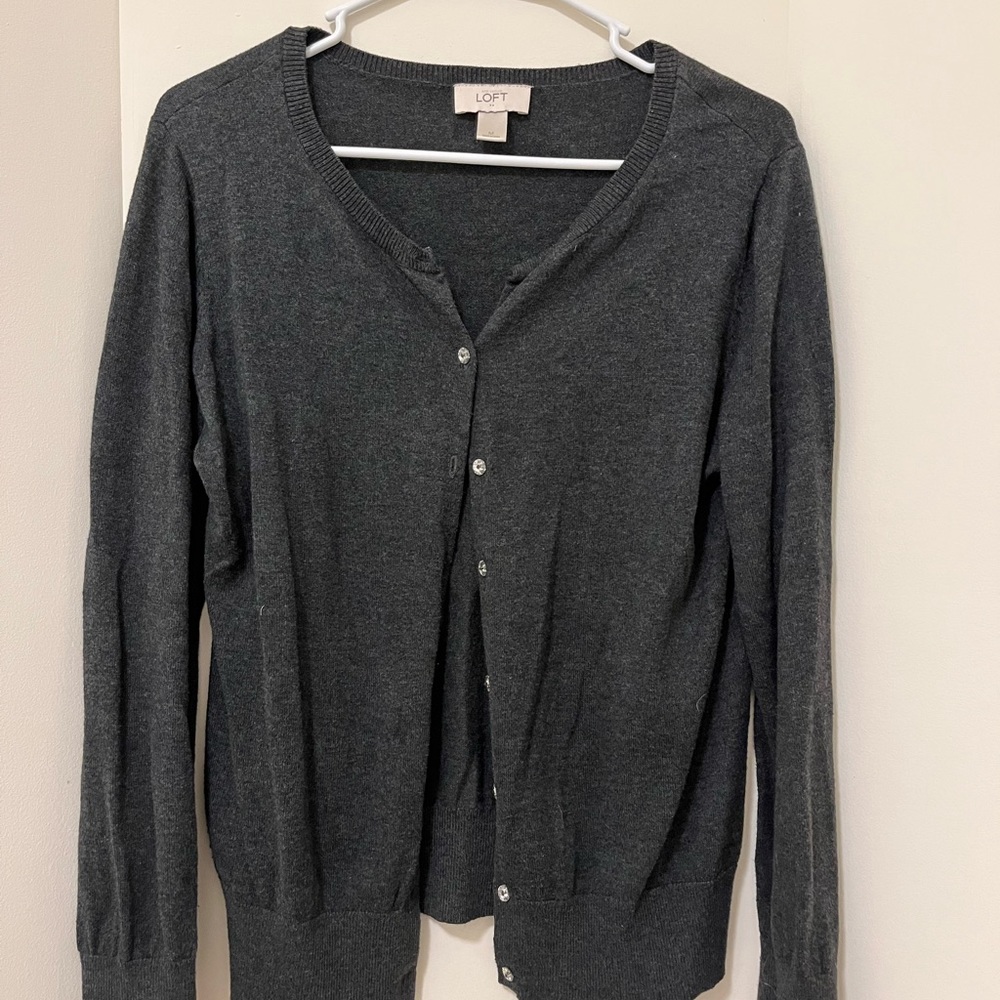 grey cardigan